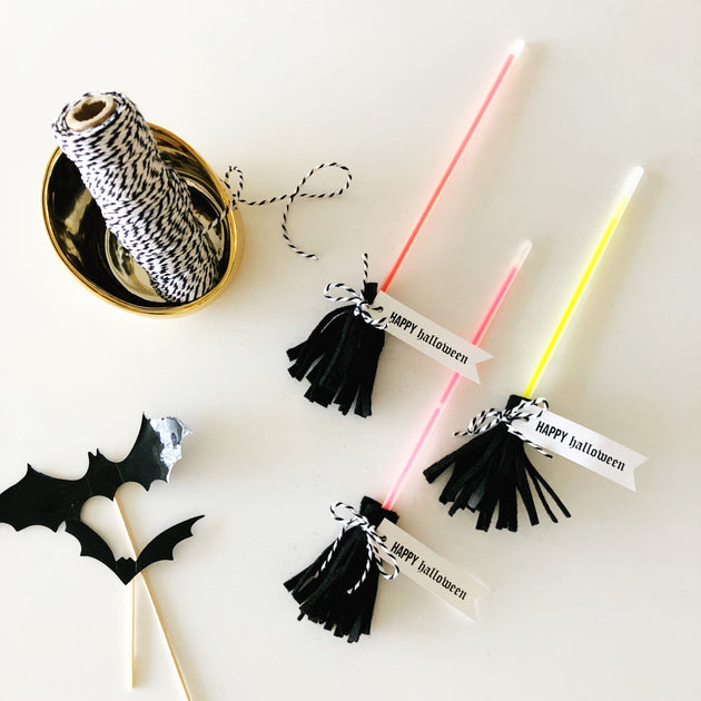 DIY Glowstick Brooms Trick or Treat Cottonwood Home