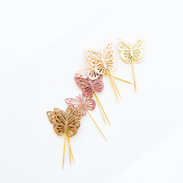 Glittering Butterfly Cupcake Toppers