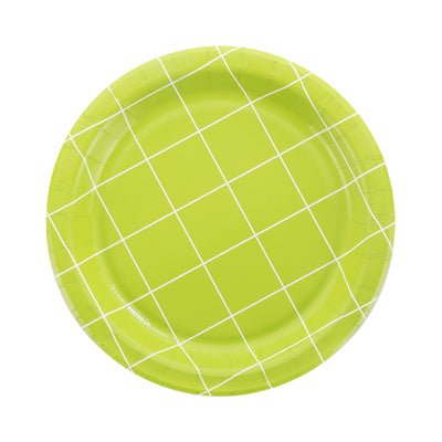 Party Plate - Green Grid - 7''