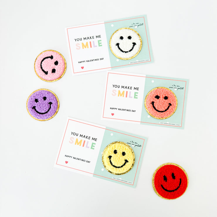 Happy Face Patch Valentine Card Kit - 12 count
