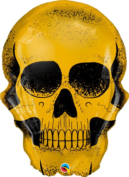 Halloween Gold Skull Mylar Balloon