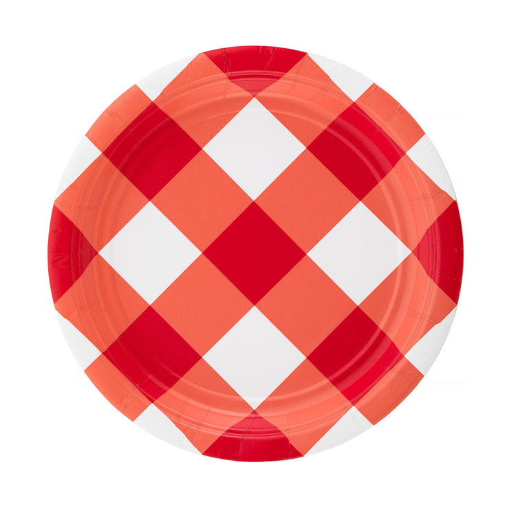 7" Red Gingham Cake Plate