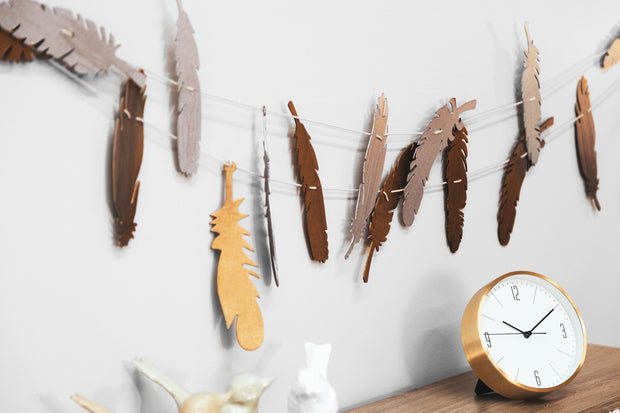 Decorative Garland - Paper Feather, Set of 2 Silver/Gold