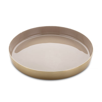 Decor - Round Tray - Gold Taupe Aluminum