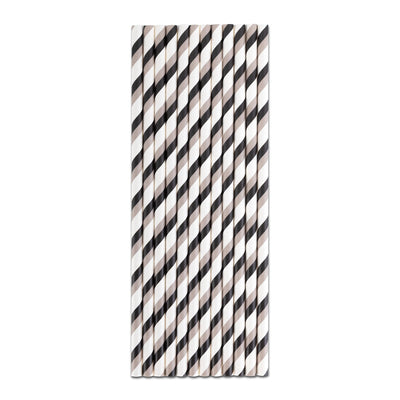 Party Paper Straw - Black and Gray Double Stripe