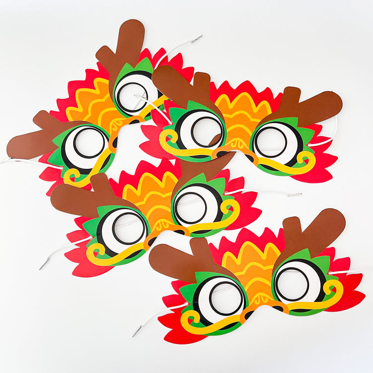 Lunar New Year Kids Dragon Paper Mask - Set of 8
