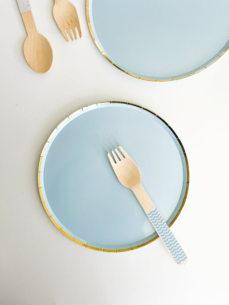 Sky Blue Cake Plates (Set of 8)