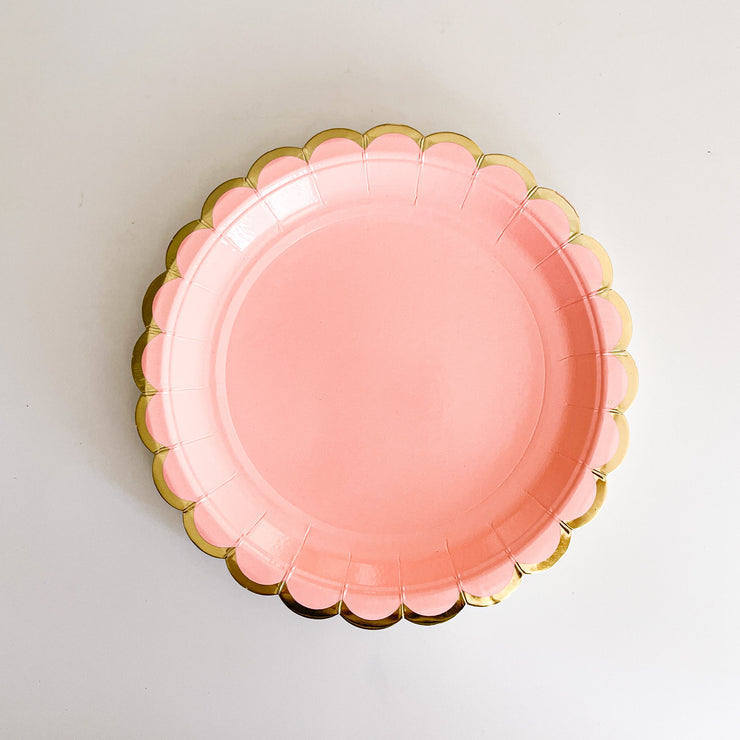 Scalloped Pink Cake Plates