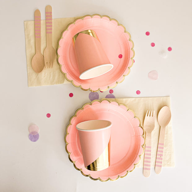 Scalloped Pink Cake Plates