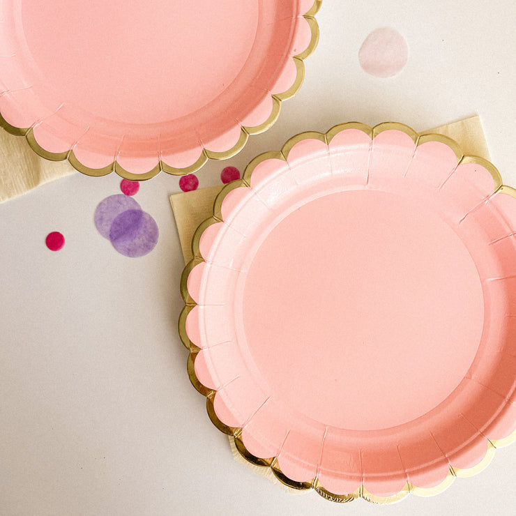 Scalloped Pink Cake Plates