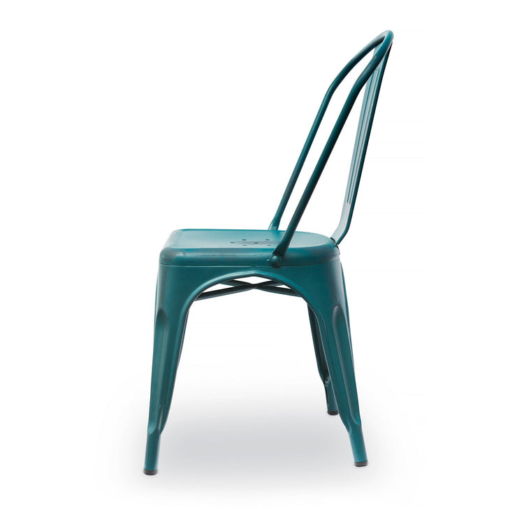 Blue Teal Distressed Metal Chair