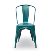 Blue Teal Distressed Metal Chair