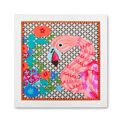 Wall Art - Flamingo Embroidered Framed