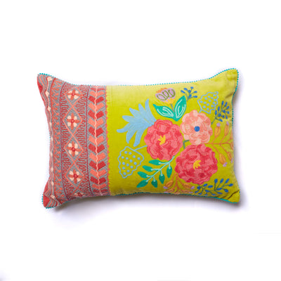 Citrus Garden Embroidered Floral Pillow