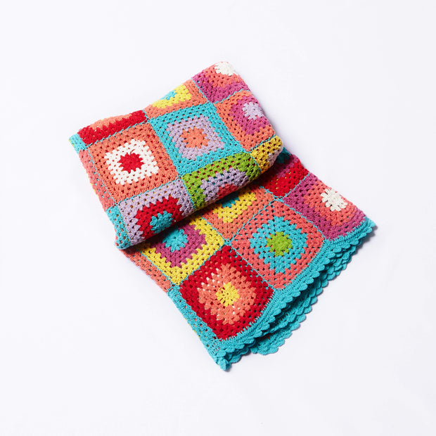 Throw Blanket - Cotton Crochet Squares