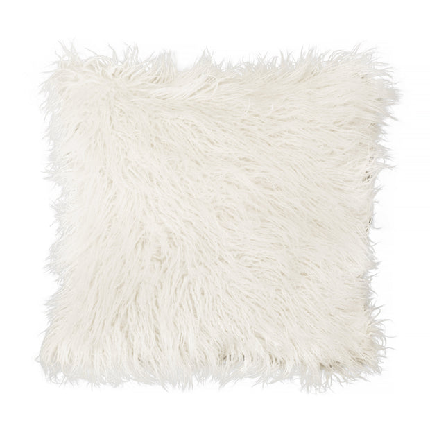 Decorative Throw Pillow - Ivory Faux Fur