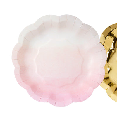 Party Plate - Pink Watercolor Scallop Cake Plate