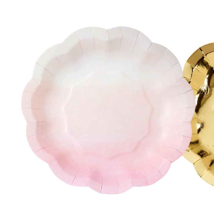 Party Plate - Pink Watercolor Scallop Cake Plate