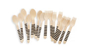 Wooden Party Utensils - Black Stripe