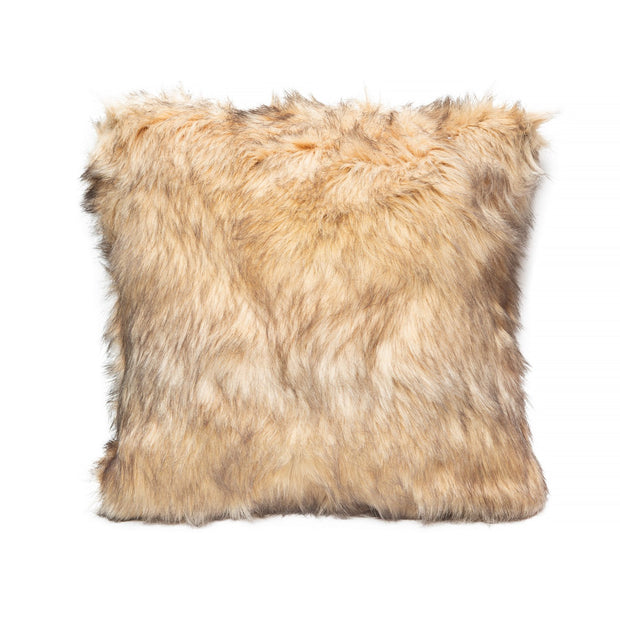 Luxe Brown Faux Fur Throw Pillow