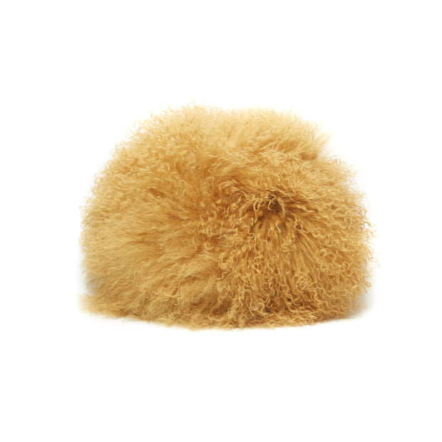 Mustard Round Tibetan Faux Fur Pillow