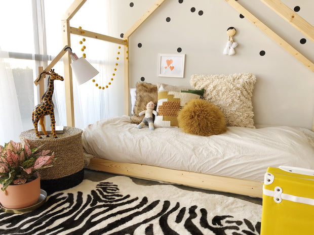 Decorative Throw Pillow - Round Faux Fur Mustard
