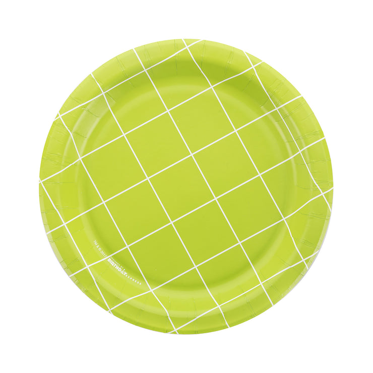 Party Plate - Green Grid - 7''