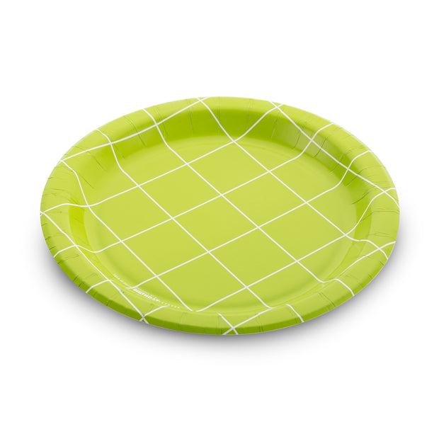Party Plate - Green Grid - 7''