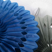 Party Paper Decor - Fan - Blue White Gray - 3 Pack