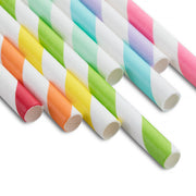 Party Paper Straw - Multi Color Rainbow Stripe